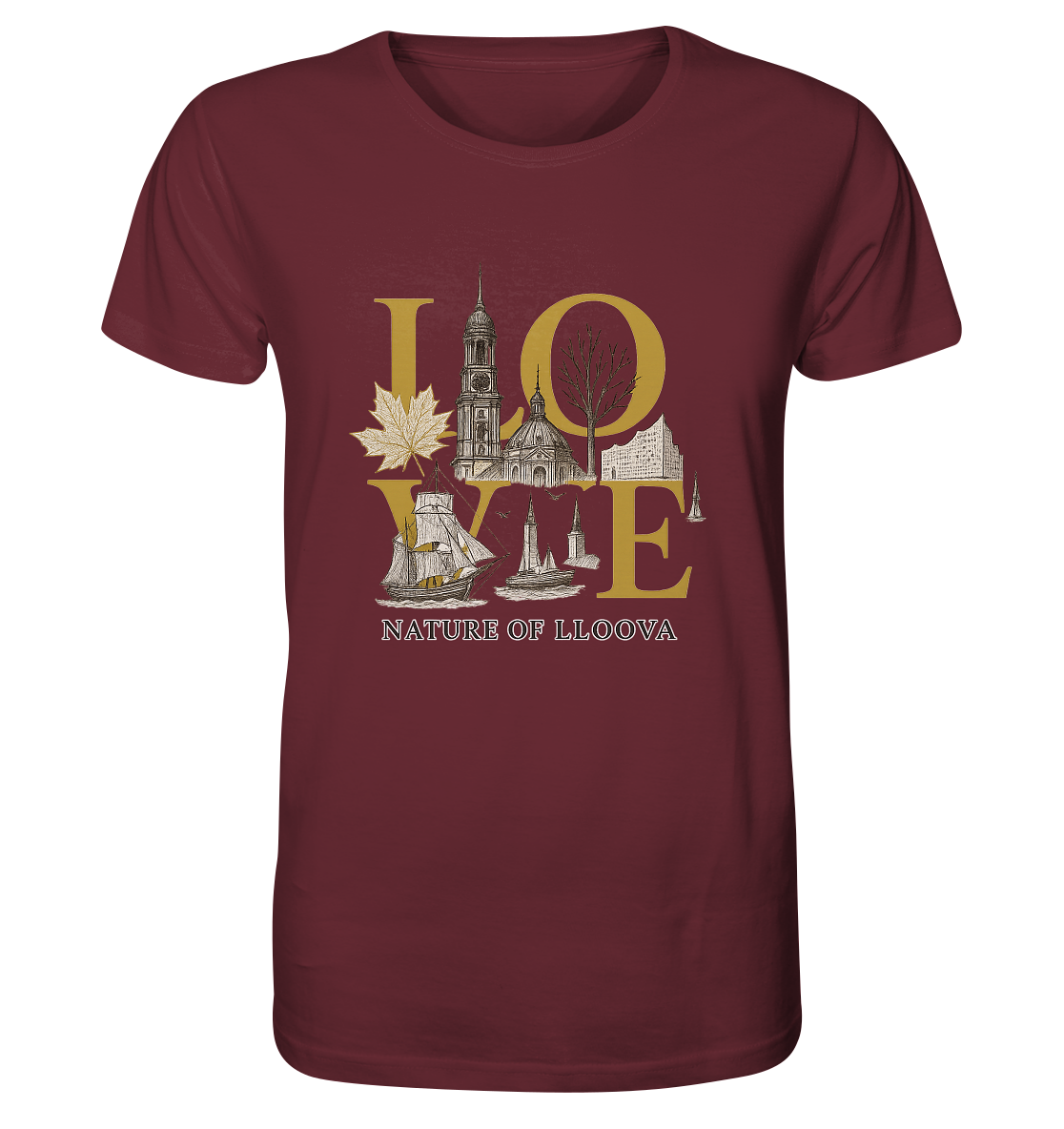 Bio-Shirt mit LOVE Print und Hamburger Wahrzeichen