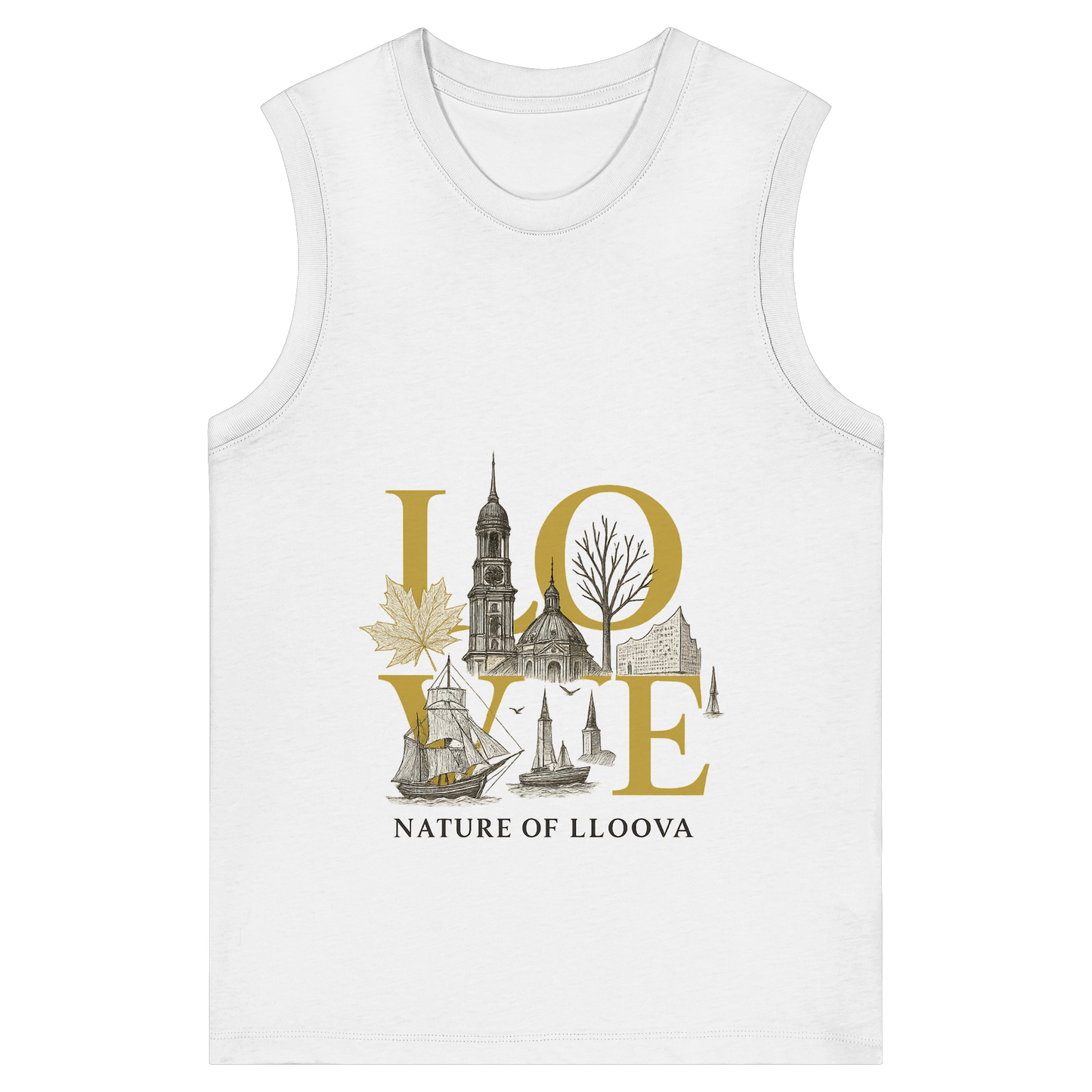 Hafen „Michel“ Damen Bio-Tanktop mit LOVE-Print
Hamburg-Motiv mit Michel & Elbphilharmonie auf Tanktop
Goldene Akzente & Glow-Effekt auf nachhaltigem Top
Ärmelloses Bio-Top mit urbanem Design
LOVE Statement-Tanktop von LLOOVA für Hamburg-Liebhaberinnen
Nature of LLOOVA Detailansicht