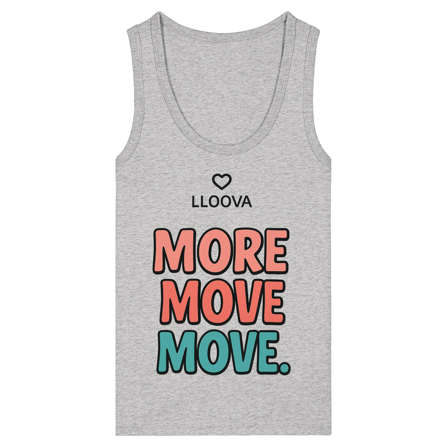 Hafensommer Damen Fitted Tank Top mit „More Move.“ vorne
Rückseite mit „More Love.“ Print
Figurbetontes Bio-Tanktop für den Sommer
Nachhaltiges Damen Tank Top mit Rippdetails
Detailaufnahme der Overlocknaht und Prints
Fair Fashion Top von LLOOVA