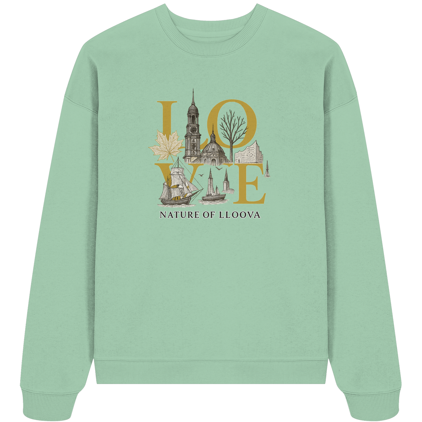 Hamburg inspiriertes Sweatshirt mit goldenen Details