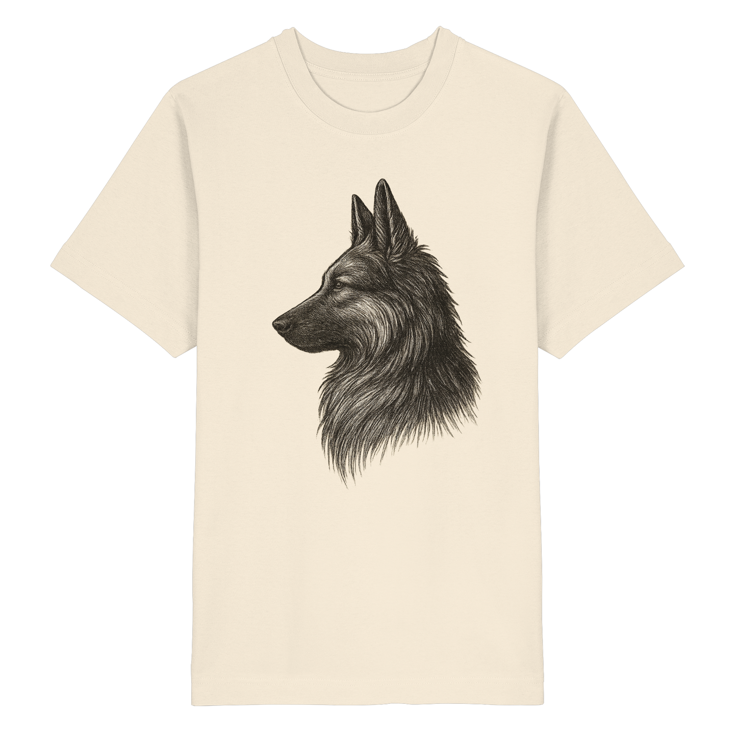Schweres Bio Baumwolle Shirt mit Schäferhund Illustration