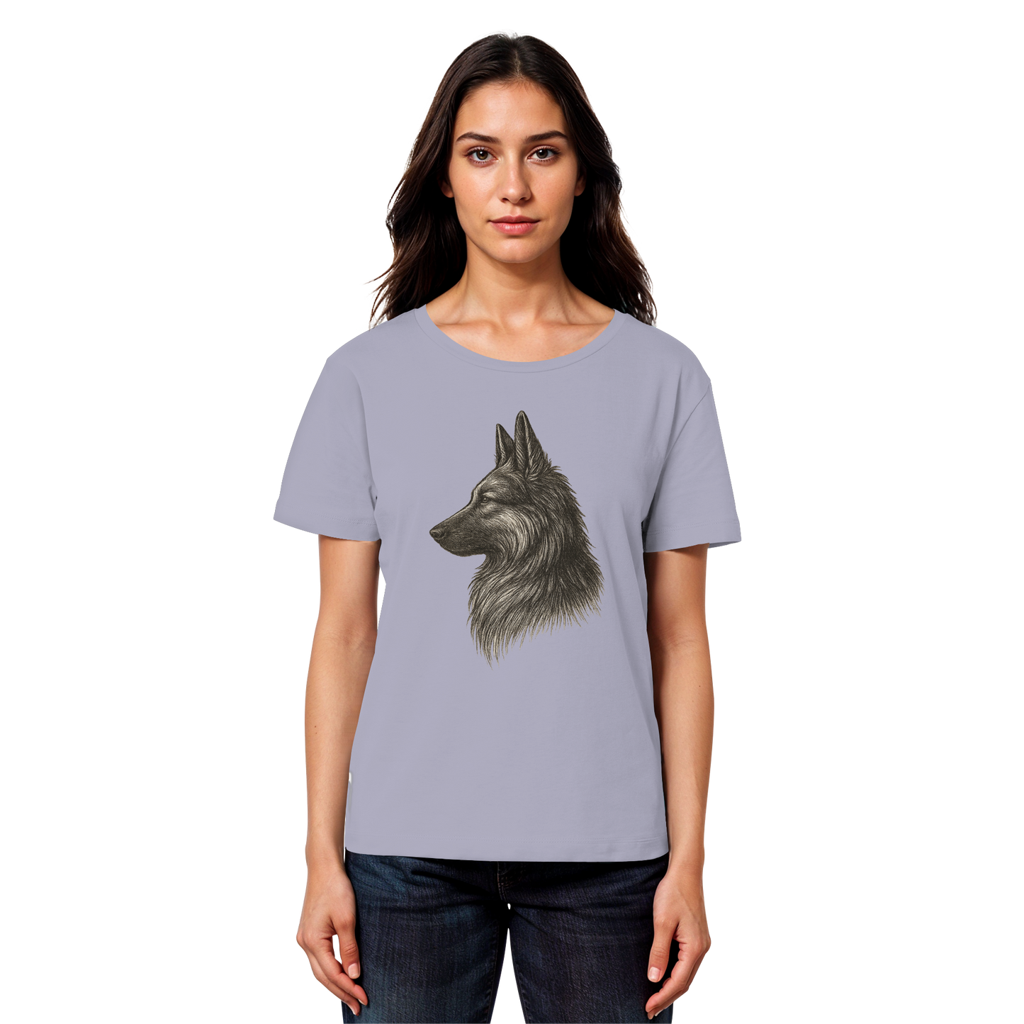 „Detailansicht – feine Linien und Schattierungen des Schäferhund-Designs“