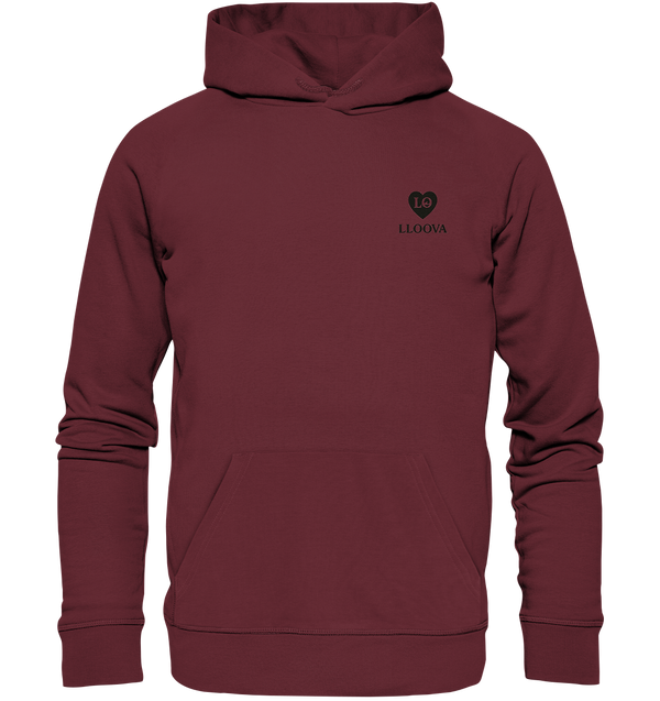 Echo Hoodie von LLOOVA auf Holzsteg am Hamburger Hafen

