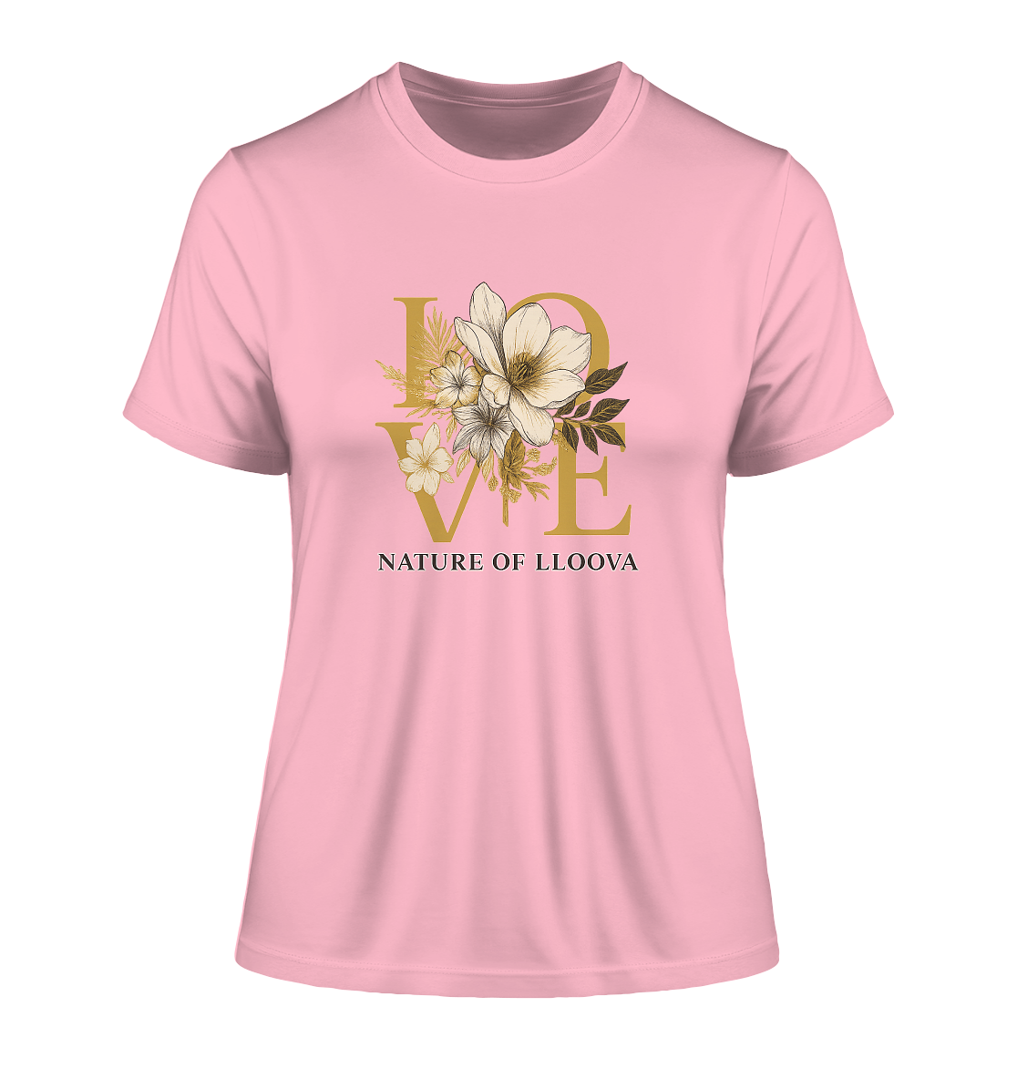 Fair produziertes Damen-Shirt mit GOLD-Schriftzug

