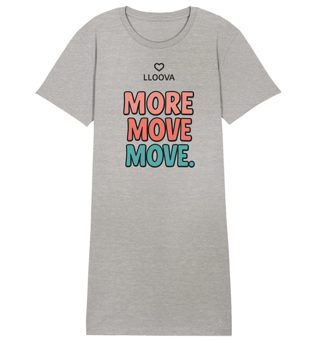 Hafensommer Shirt Dress mit „More Move.“ Print vorne

Rückseite mit „More Love.“ Statement

Damen Bio-Kleid für den Sommer

Nachhaltiges Shirt Dress in Regular Fit

Detailaufnahme des Prints auf Bio-Baumwolle

Fair Fashion Sommerkleid von LLOOVA

