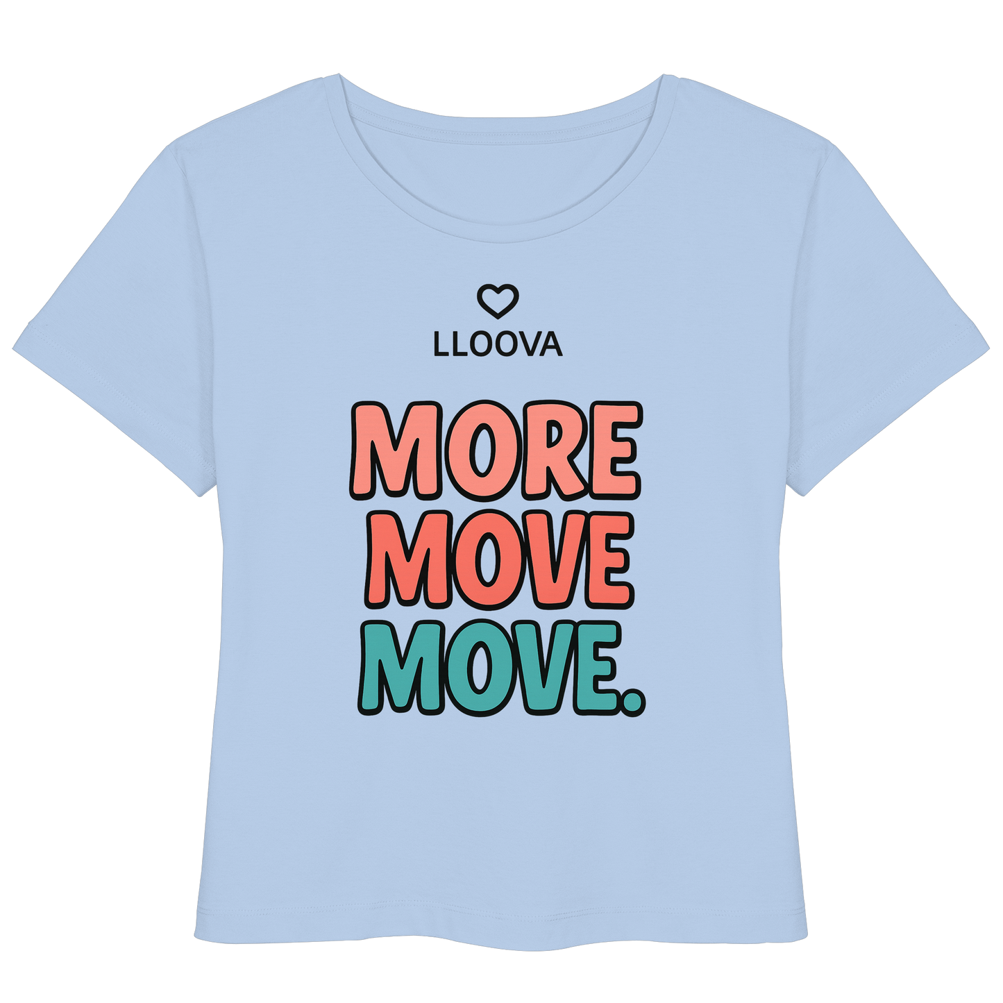 Hafensommer Women’s T-Shirt mit „More Move.“ Print vorne

Rückseite mit „More Love.“ Statement

Leichtes Bio-T-Shirt für Damen aus Hamburg

Nachhaltiges Sommer-Shirt mit Scoop-Neck

Detailaufnahme: doppelseitiger Druck in Schwarz

Sommerliches Statement T-Shirt aus Bio-Baumwolle

