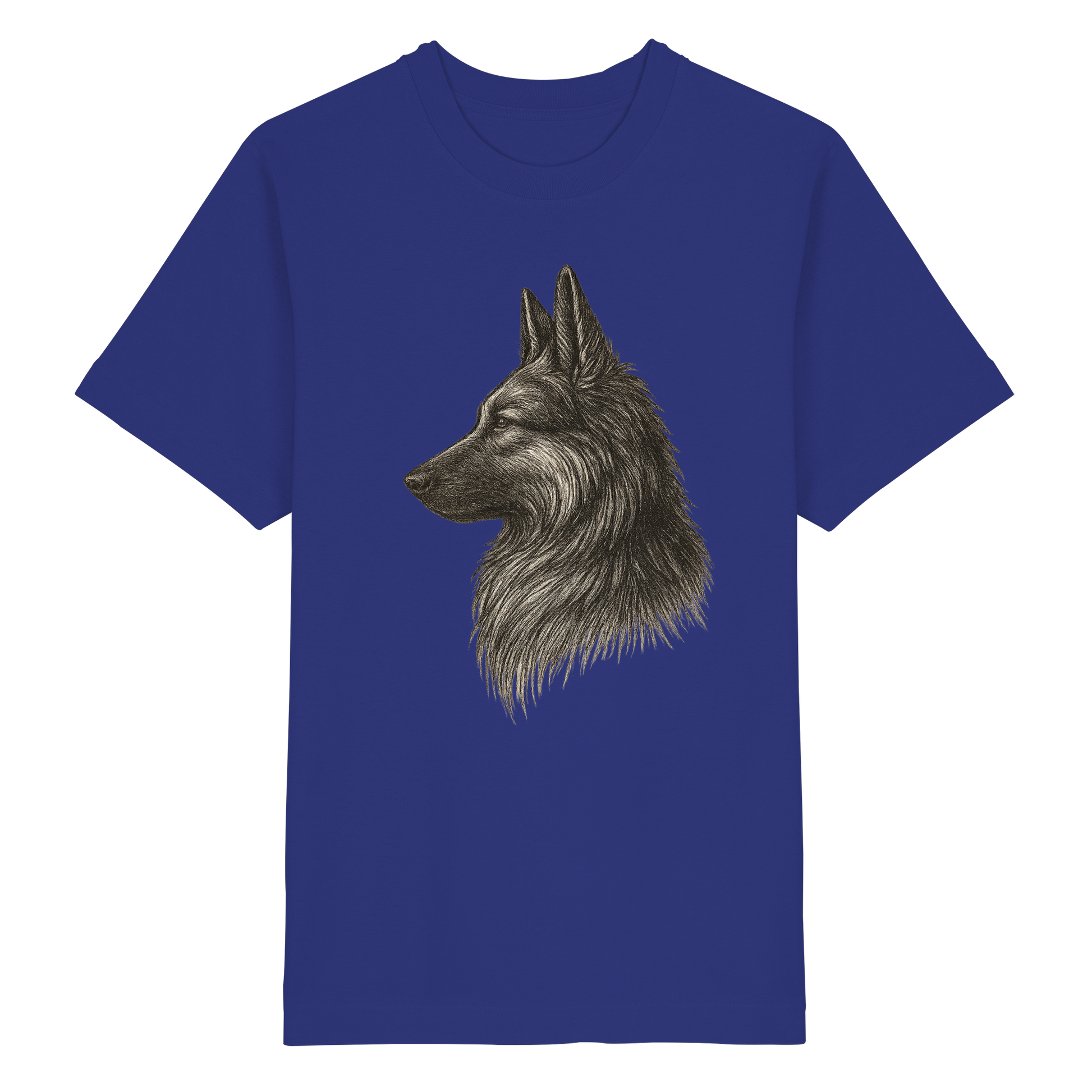 Handgezeichnete Schäferhund Illustration auf schwerem Oversized Bio T-Shirt