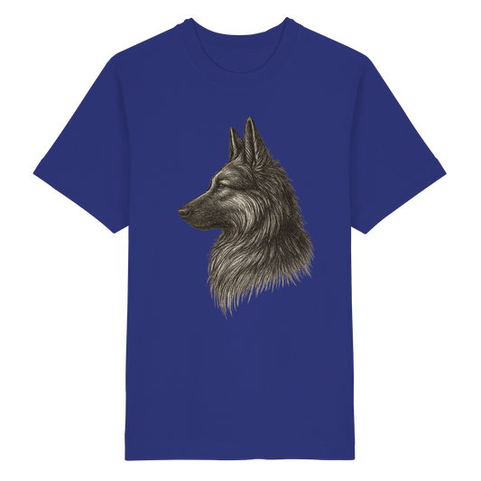 Handgezeichnete Schäferhund Illustration auf schwerem Oversized Bio T-Shirt
