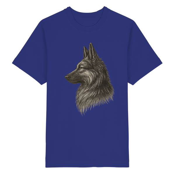 Handgezeichnete Schäferhund Illustration auf schwerem Oversized Bio T-Shirt