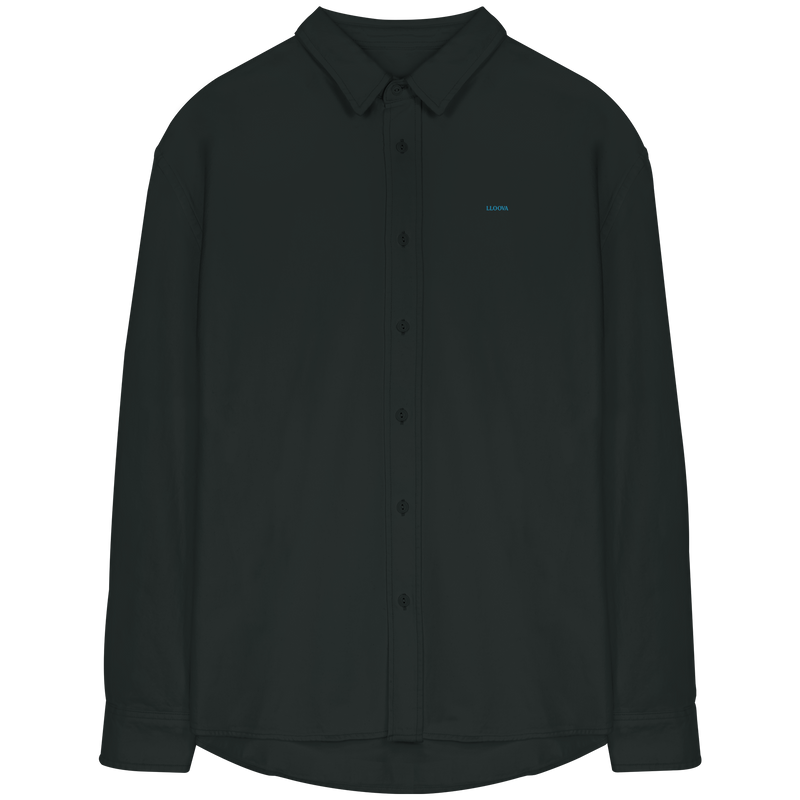 LLOOVA Pure Relaxed Fit Shirt in Black Rock mit gebleichten Nähten