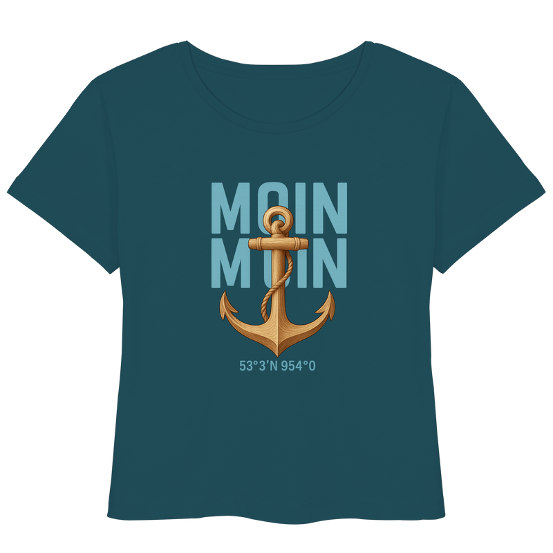 Maritimes Frauen T-Shirt Rückenwind mit Seagull und Anchor Motiv

