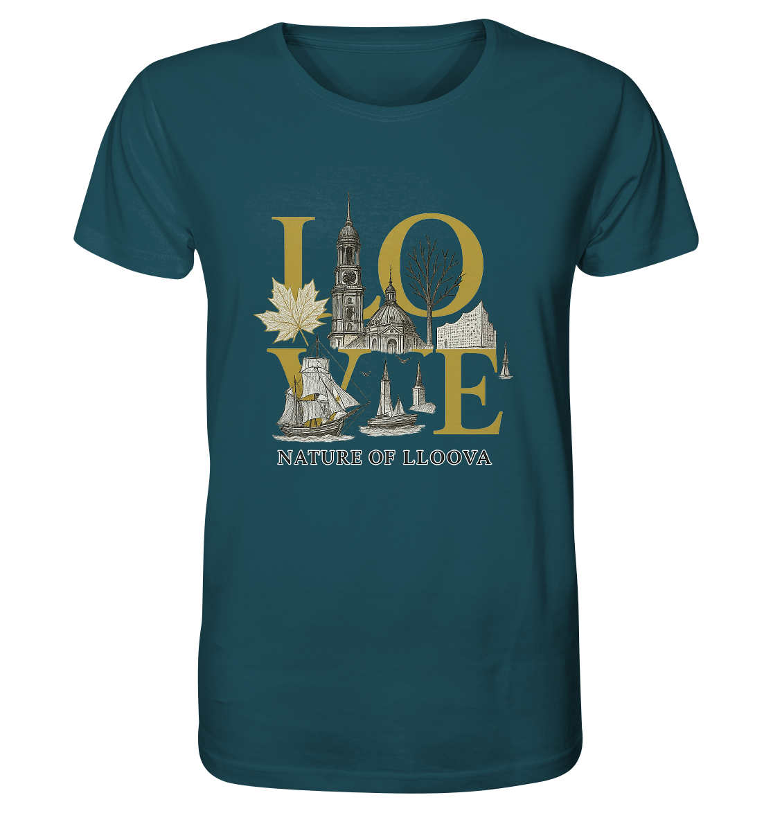 Nachhaltiges Damen T-Shirt mit Michel und Elbphilharmonie

