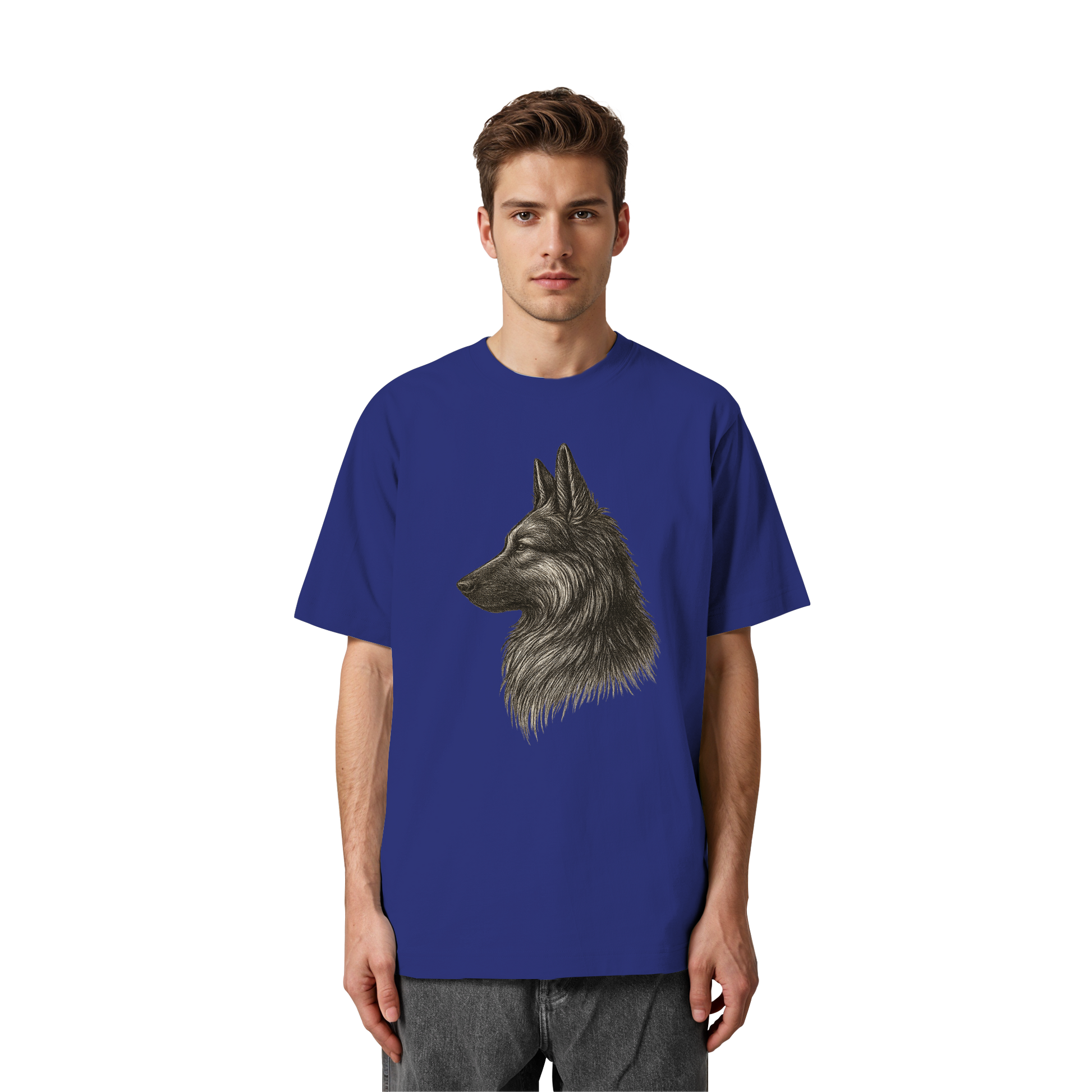 Oversized Bio T-Shirt mit edlem Schäferhund Motiv