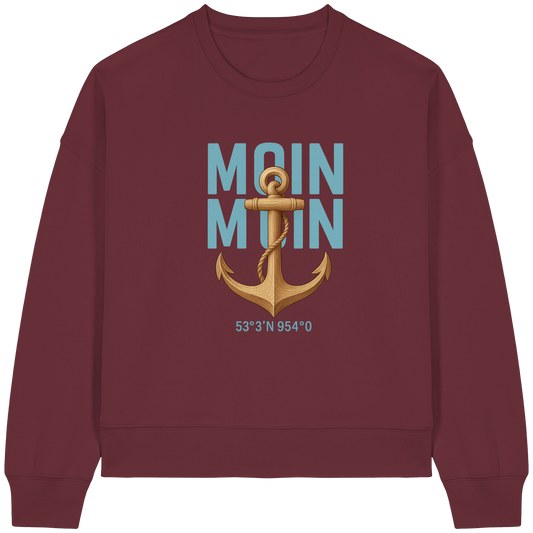 Rückenwind Damen Boxcut Sweatshirt mit Anker & Möwe

