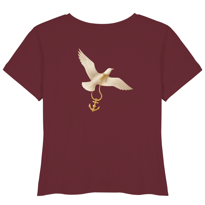 Rückenwind Damen T-Shirt mit Anker und Möwe, Bio-Baumwolle

