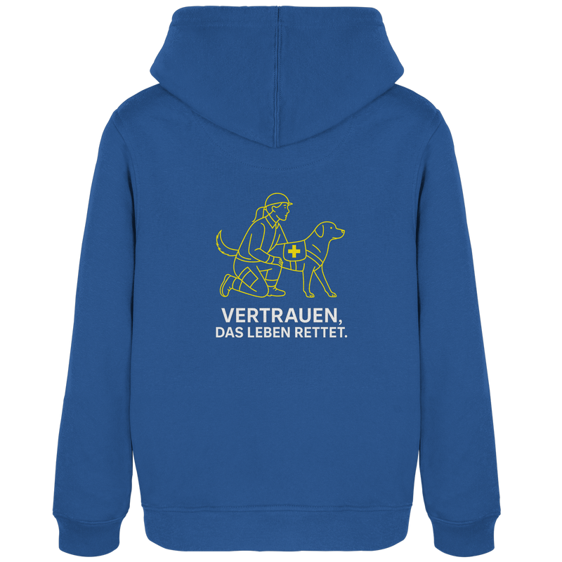 Rückseite des Damen-Hoodies mit weicher angerauter Innenseite

