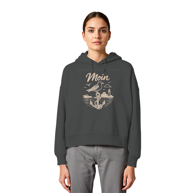 Moin Ahoi – Küstengruß Edition - Womens Organic Boxcut Hoodie
