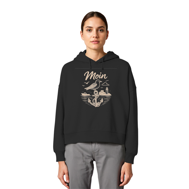Moin Ahoi – Küstengruß Edition - Womens Organic Boxcut Hoodie