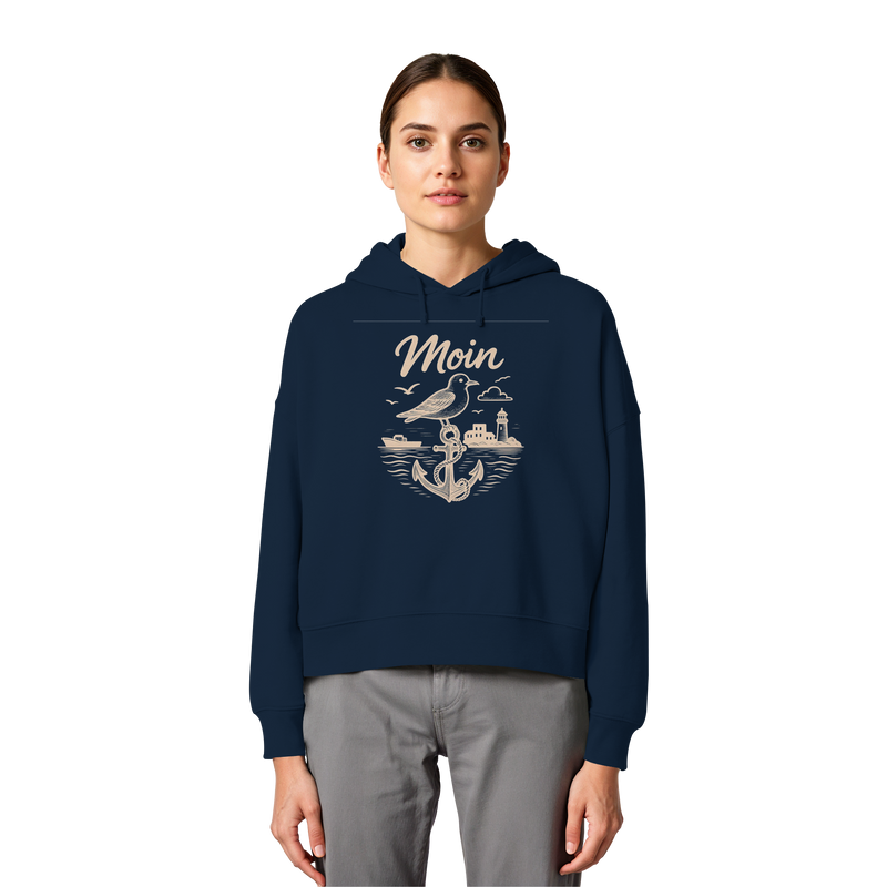 Moin Ahoi – Küstengruß Edition - Womens Organic Boxcut Hoodie