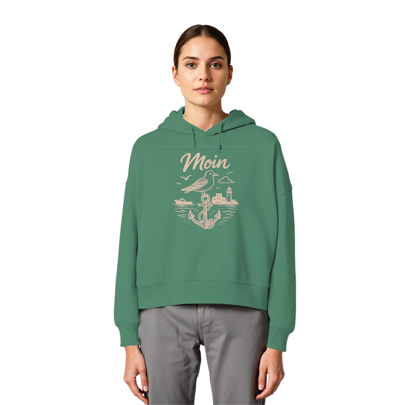 Moin Ahoi – Küstengruß Edition - Womens Organic Boxcut Hoodie
