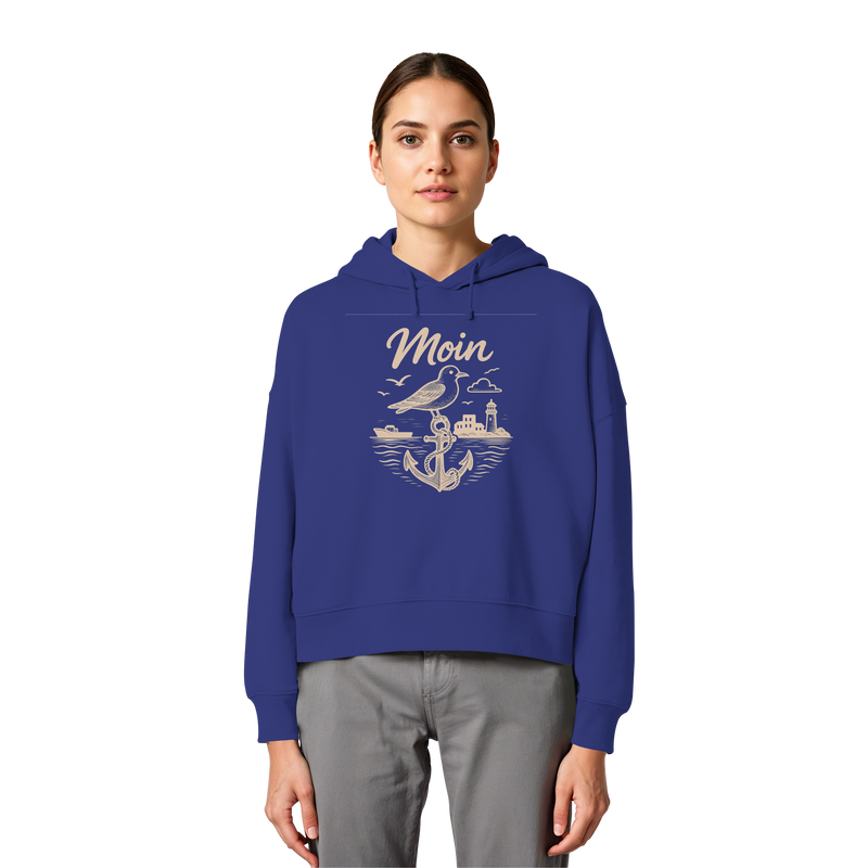 Moin Ahoi – Küstengruß Edition - Womens Organic Boxcut Hoodie